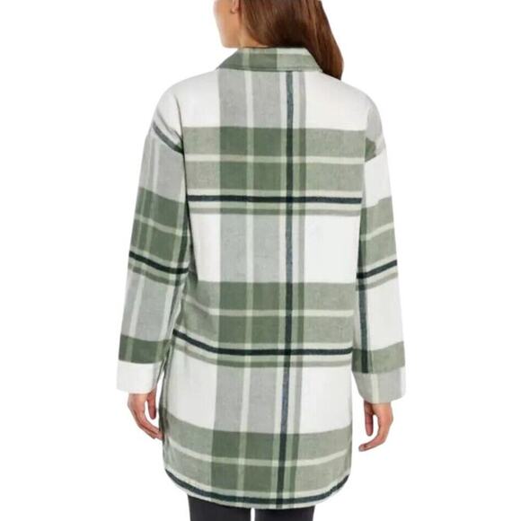 NWT Banana Republic Shirt Jacket Women L Green Plaid Flannel Shacket Oversized - Picture 8 of 16